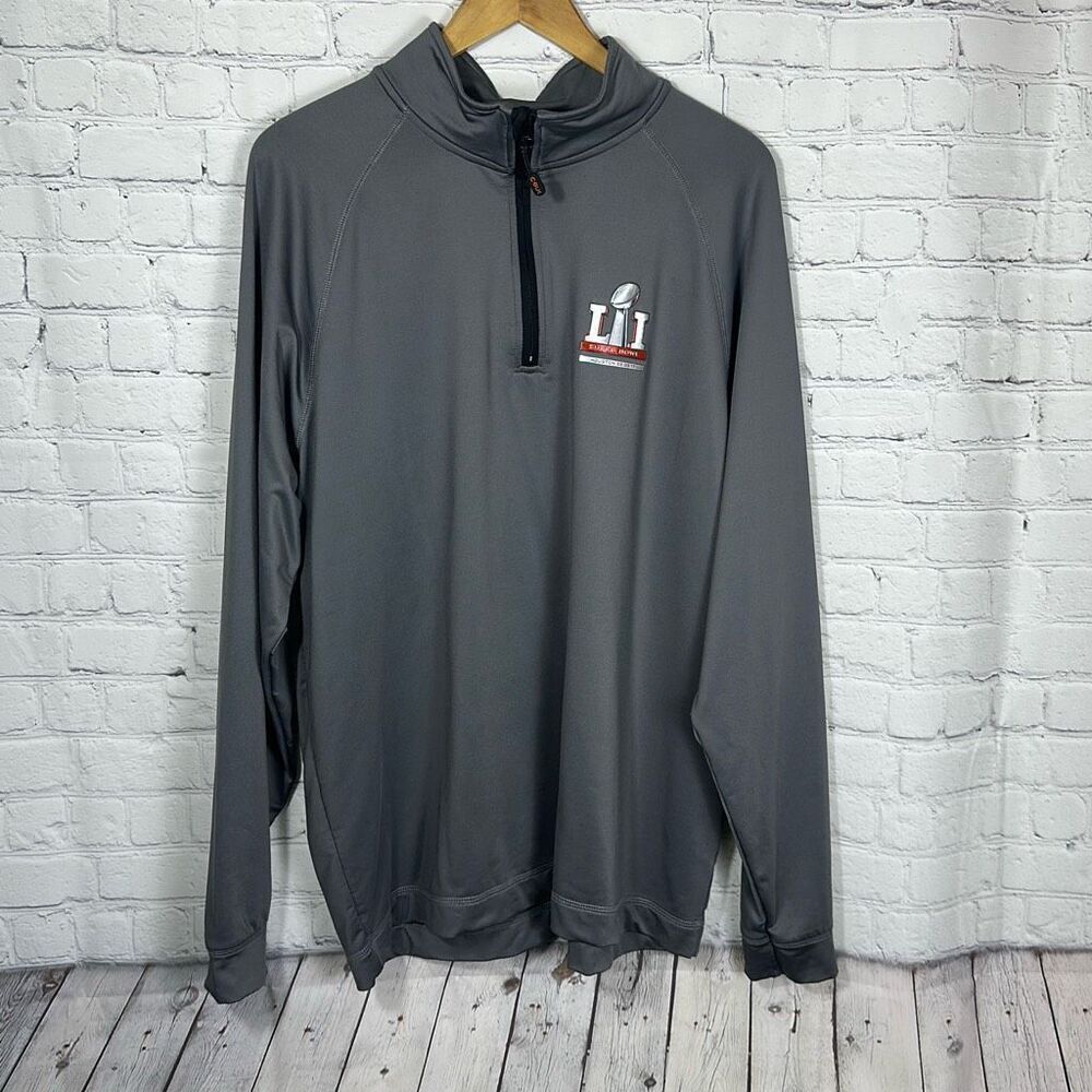 Super Bowl 51 LI Gray Mens Quarter Zip Shirt size XL Cutter Buck